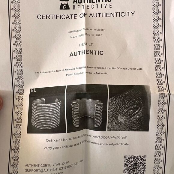 Chanel Gold Plated Textured Cuff Bracelet - Picture 6 of 7